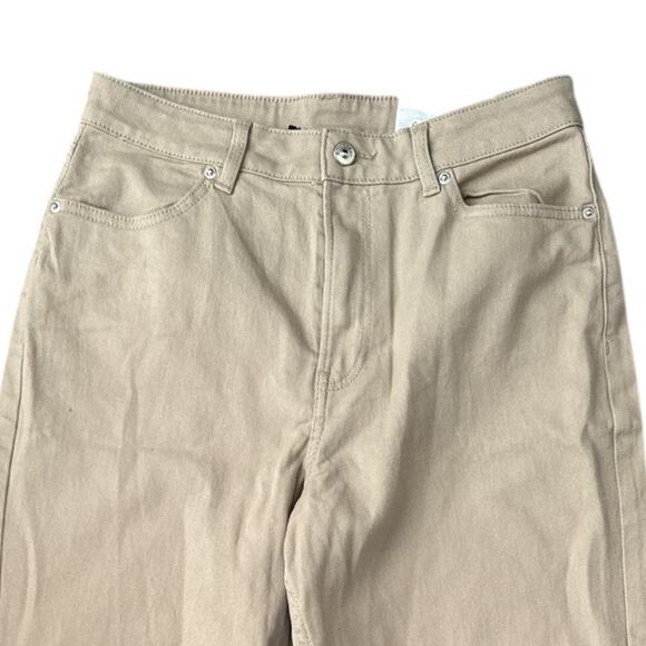 New H&M Khaki Denim High Waist Straight Leg Jeans - Picture 2 of 7